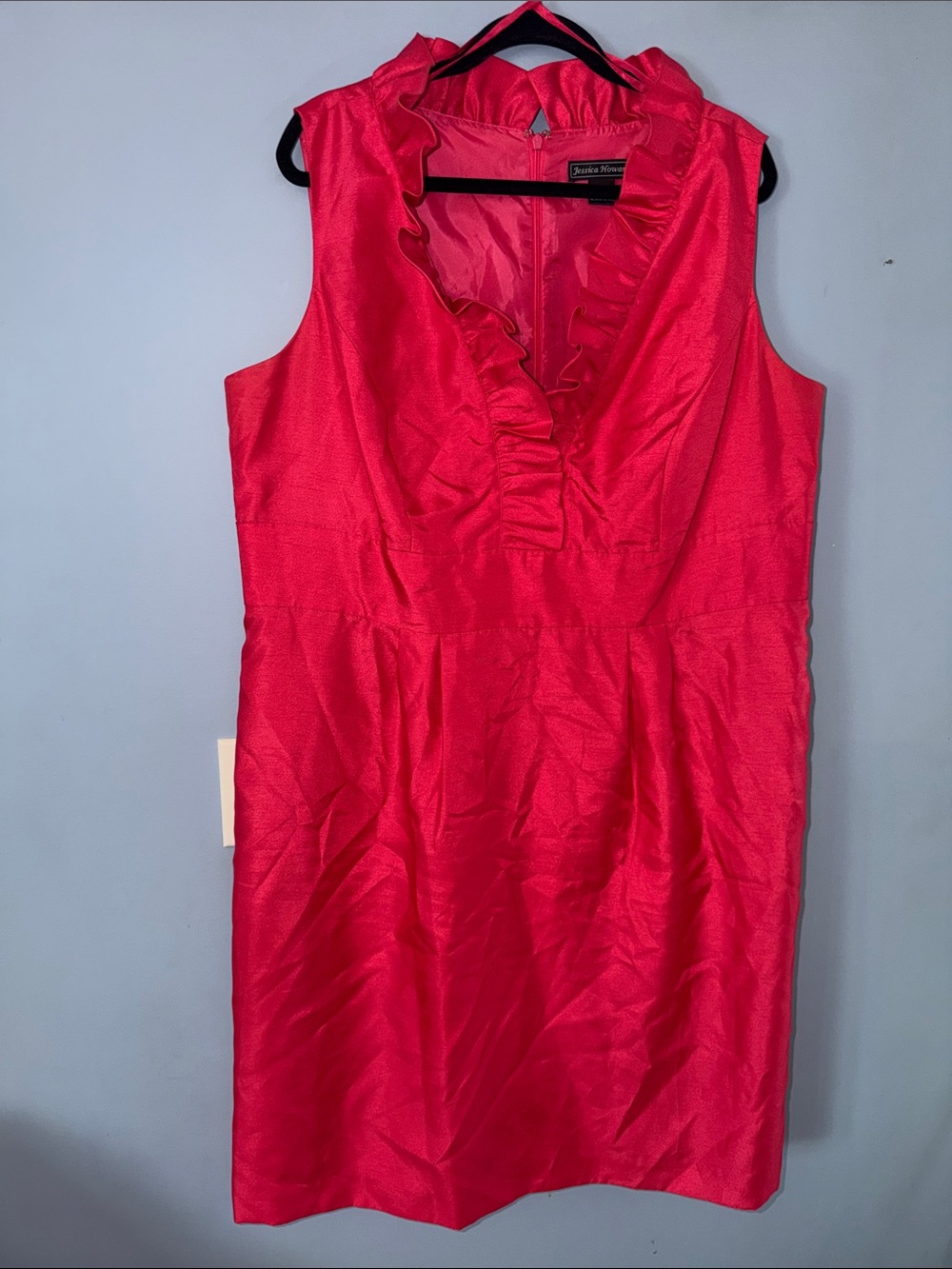 Jessica Howard Sleeveless Ruffle-Trim Sheath Dress in Hot Pink. Worn Once.